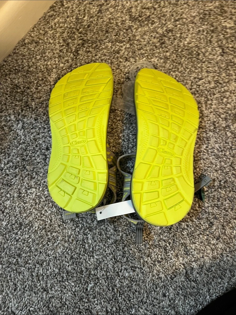 Chaco Kids Size 4 Ecotread Sandals Gray w/ yellow colored Straps NWT